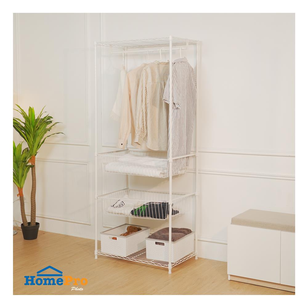 โครงตู้ราวแขวน 2 ตะกร้า PLIM PEARL 75X45X180 ซม. สีขาว