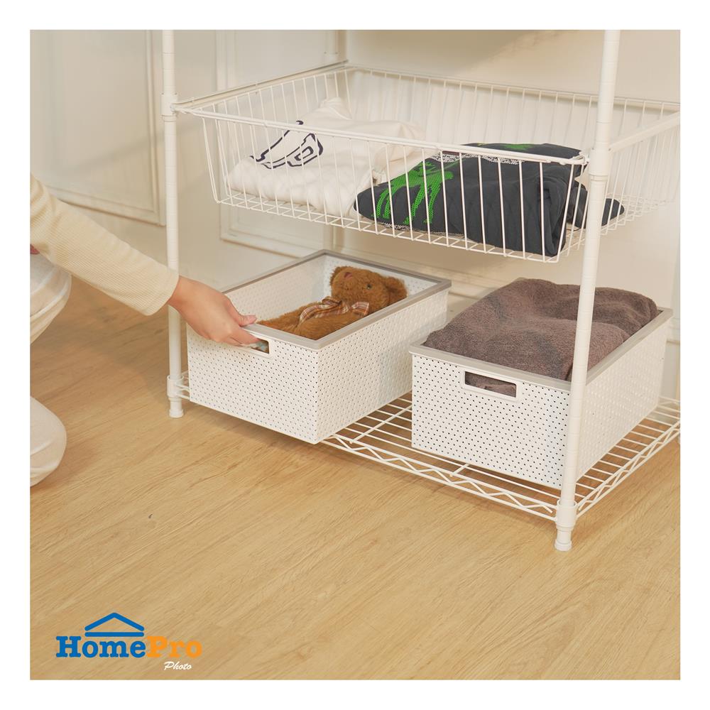 โครงตู้ราวแขวน 2 ตะกร้า PLIM PEARL 75X45X180 ซม. สีขาว