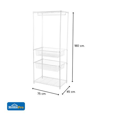 โครงตู้ราวแขวน 2 ตะกร้า PLIM PEARL 75X45X180 ซม. สีขาว_8