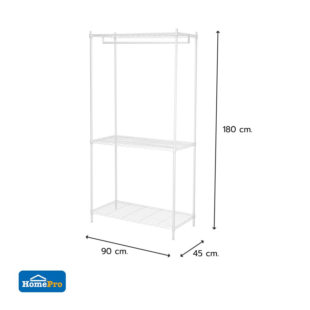 โครงตู้ราวแขวน 2 ชั้นวาง PLIM PEARL 90X45X180 ซม.