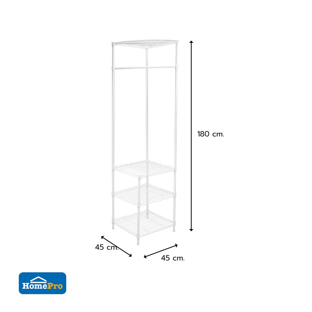 โครงตู้ราวแขวนเข้ามุม PLIM PEARL 45X45X180 ซม. สีขาว