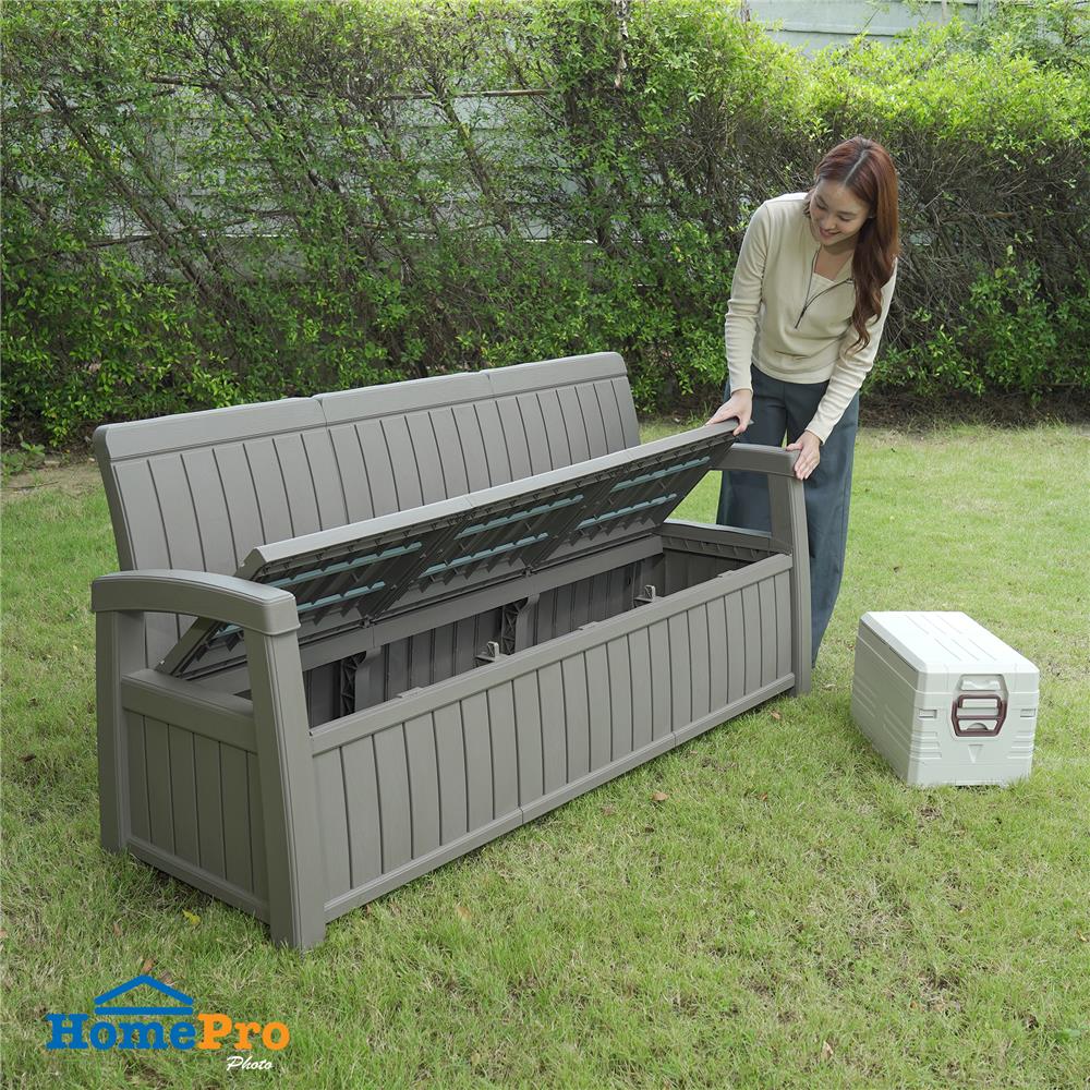 ม้านั่งเก็บของกลางแจ้ง 3 ที่นั่ง SPRING PORTOLA สีน้ำตาลอ่อน