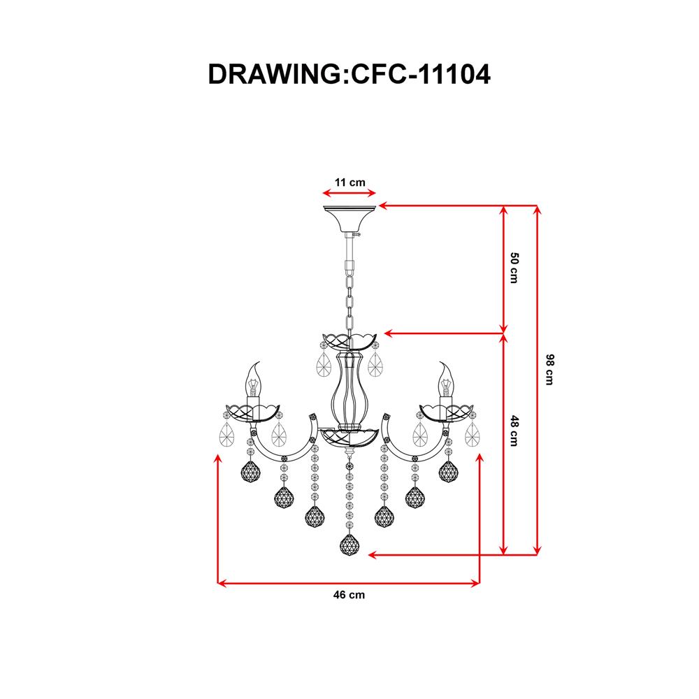ไฟช่อ EVL CFC-11104 สีทอง/ใส 5 หัว