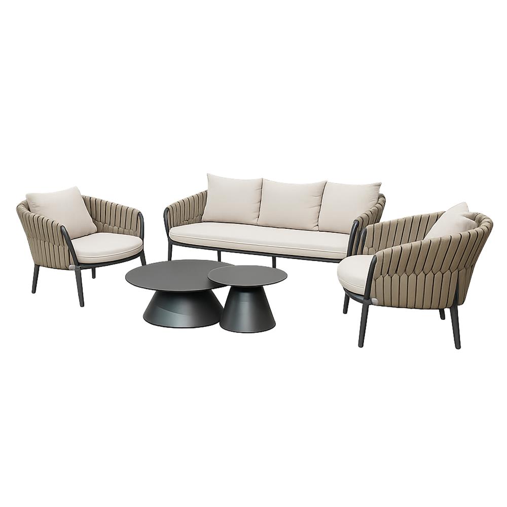 ชุดโซฟาสนาม 5 ที่นั่ง BENETTA AMANDA สีโทป/เทา