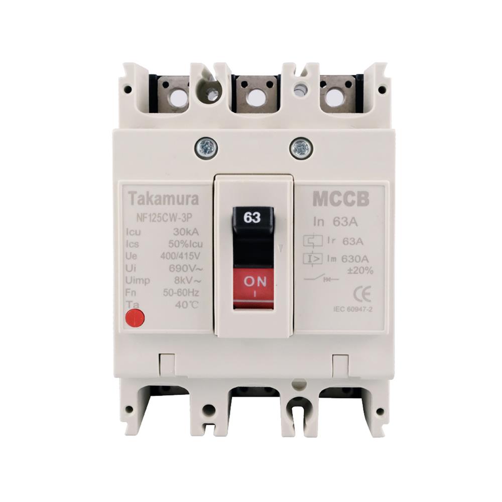 เซอร์กิตเบรกเกอร์ 3 โพล 3 เฟส TAKAMURA TNF125CW 63 แอมป์ 10 KA 380V