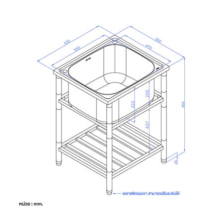 ซิงค์ขาตั้ง 1 หลุม MEX PSL63 สีเงิน_4