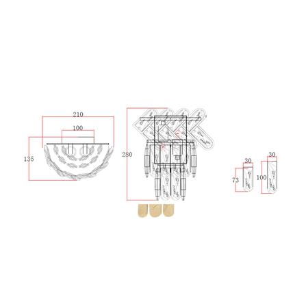 ไฟกิ่งภายใน CARINI KMB0028-2W สีน้ำตาล/ทอง/ใส 2 หัว_5
