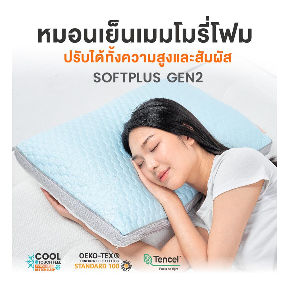 หมอนสุขภาพ เมมโมรี่โฟม ERGOTREND SOFTPLUS GEN2 46x66 ซม. สี WHITE/BLUE