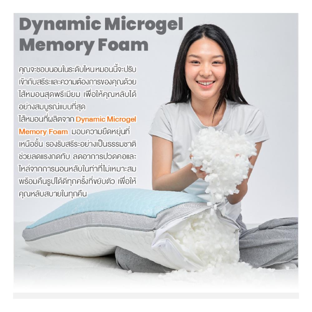 หมอนสุขภาพ เมมโมรี่โฟม ERGOTREND SOFTPLUS GEN2 46x66 ซม. สี WHITE/BLUE