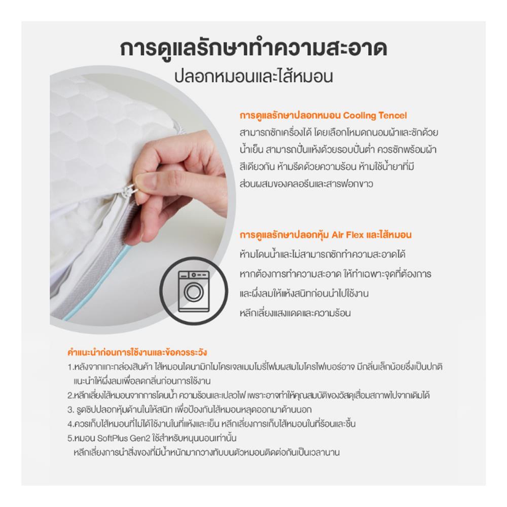 หมอนสุขภาพ เมมโมรี่โฟม ERGOTREND SOFTPLUS GEN2 46x66 ซม. สี WHITE/BLUE