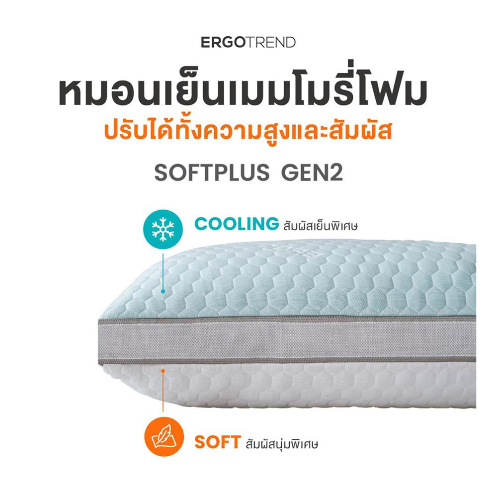 หมอนสุขภาพ เมมโมรี่โฟม ERGOTREND SOFTPLUS GEN2 46x66 ซม. สี WHITE/BLUE