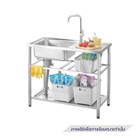 ซิงค์ขาตั้ง 1 หลุม 1 ที่พัก MEX PSC100ML สีเงิน_4