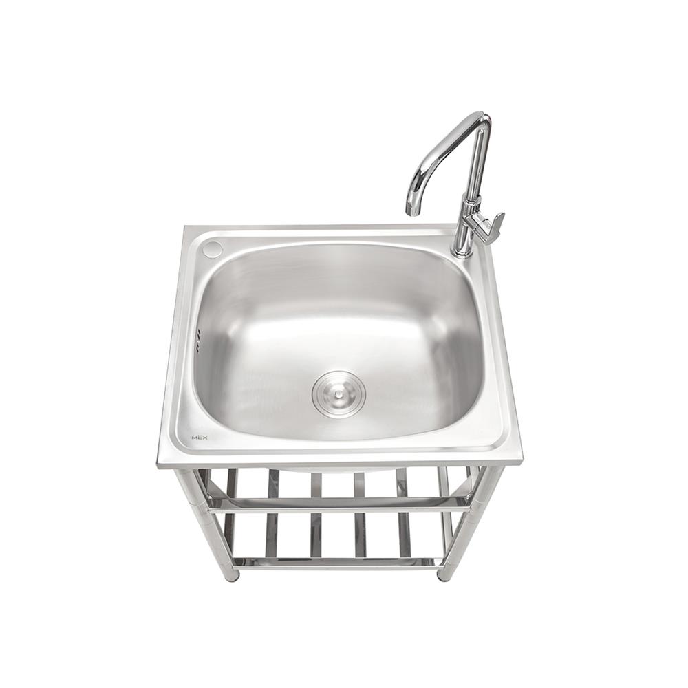 ซิงค์ขาตั้ง 1 หลุม MEX PSE60 สีเงิน