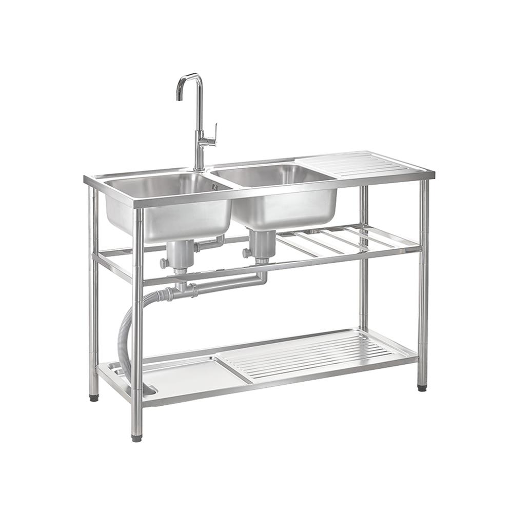 ซิงค์ขาตั้ง 2 หลุม 1 ที่พัก MEX PSC1200ML สีเงิน