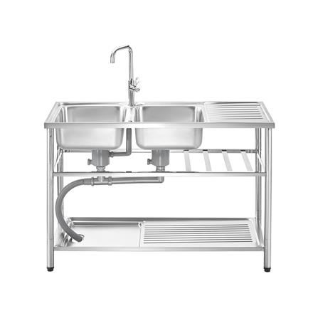 ซิงค์ขาตั้ง 2 หลุม 1 ที่พัก MEX PSC1200ML สีเงิน_0