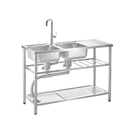 ซิงค์ขาตั้ง 2 หลุม 1 ที่พัก MEX PSC1200ML สีเงิน_2