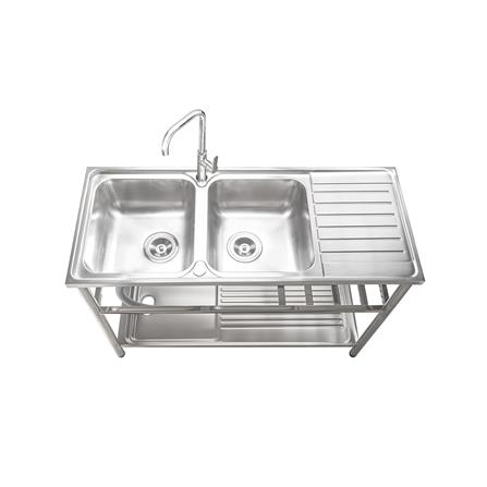 ซิงค์ขาตั้ง 2 หลุม 1 ที่พัก MEX PSC1200ML สีเงิน_3