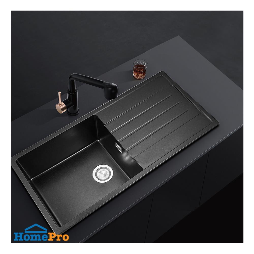 ซิงค์ฝัง 1 หลุม 1 ที่พัก LUCKY FLAME GNS-1051(B) สีดำ