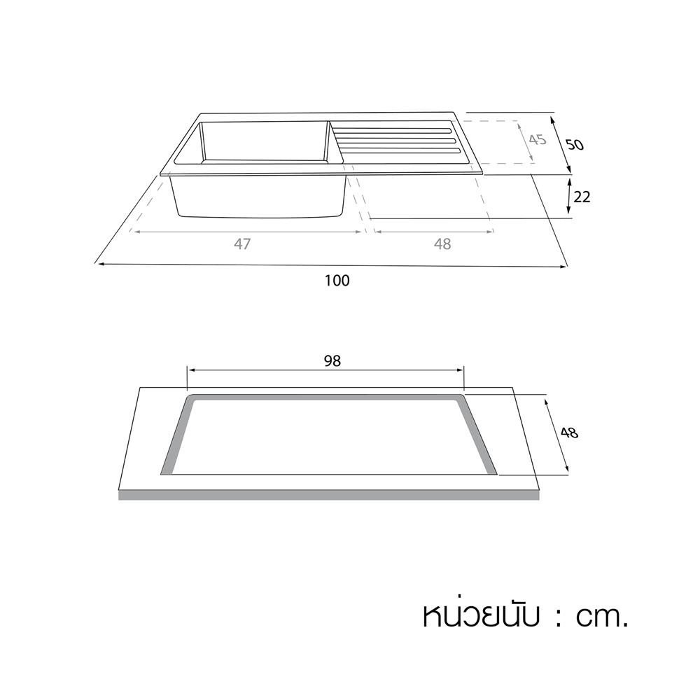 ซิงค์ฝัง 1 หลุม 1 ที่พัก LUCKY FLAME GNS-1051(B) สีดำ
