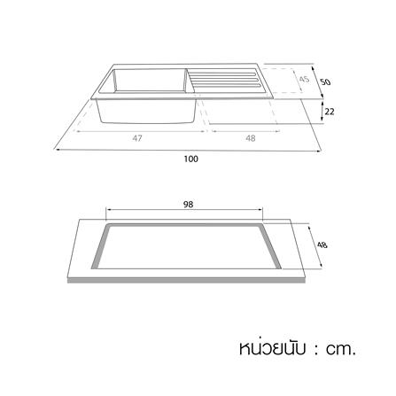 ซิงค์ฝัง 1 หลุม 1 ที่พัก LUCKY FLAME GNS-1051(B) สีดำ_4