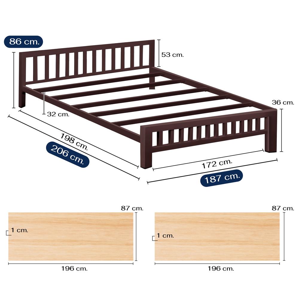 เตียงเหล็ก 6 ฟุต THAIBULL SSTVIE032-180W สีน้ำตาล