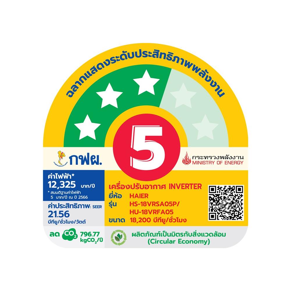 แอร์ผนัง HAIER HSU-18VRSA05P 18200 บีทียู อินเวอร์เตอร์