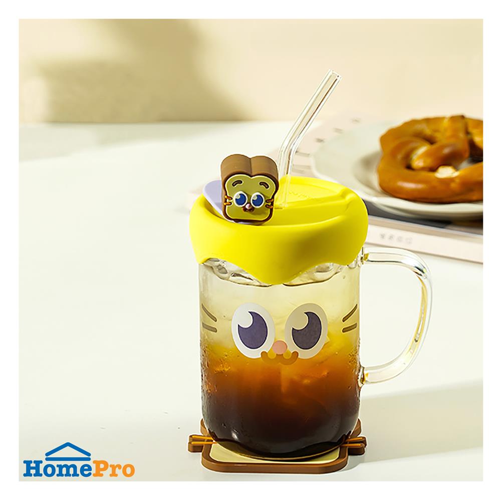 แก้วน้ำ 500 มล. LOCKNLOCK CAFE GLASS BOTTLE สีเหลือง