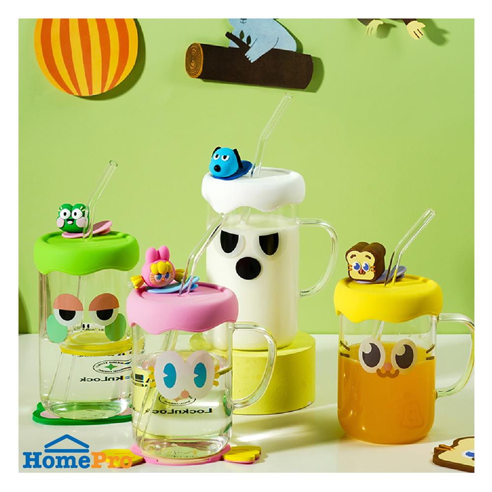 แก้วน้ำ 500 มล. LOCKNLOCK CAFE GLASS BOTTLE สีเหลือง