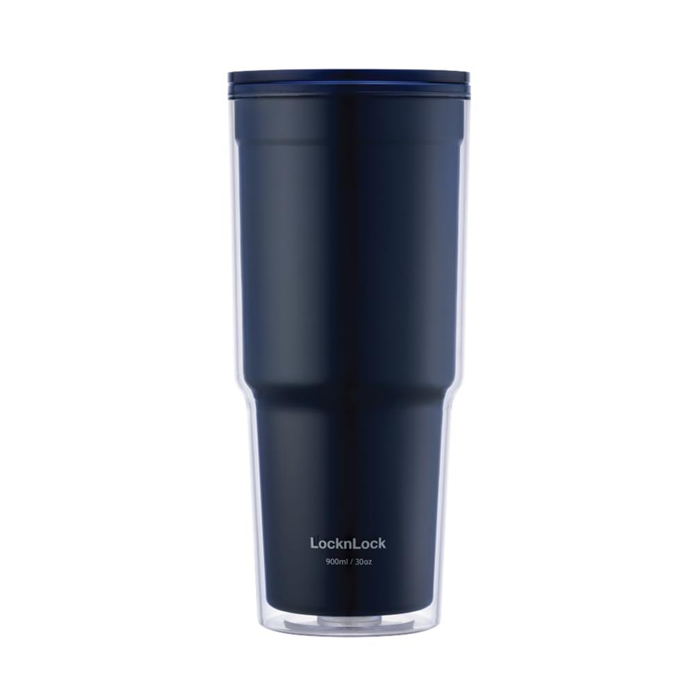 แก้วน้ำพลาสติก 900 มล. LOCKNLOCK DOUBLEWALL COLD CUP สีน้ำเงิน