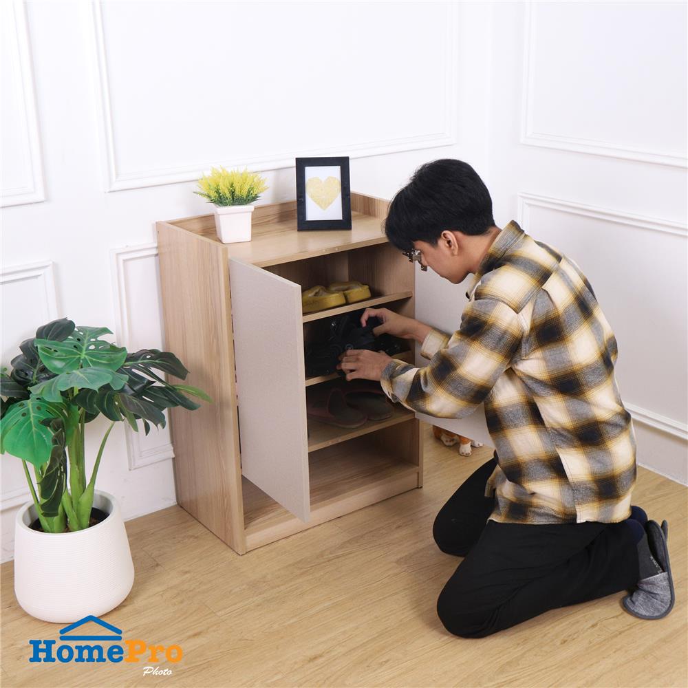 ตู้วางรองเท้า FURDINI FINE 60 ซม. ลายไม้/ครีมขาวผ้า