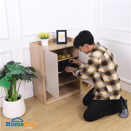 ตู้วางรองเท้า FURDINI FINE 60 ซม. ลายไม้/ครีมขาวผ้า_5