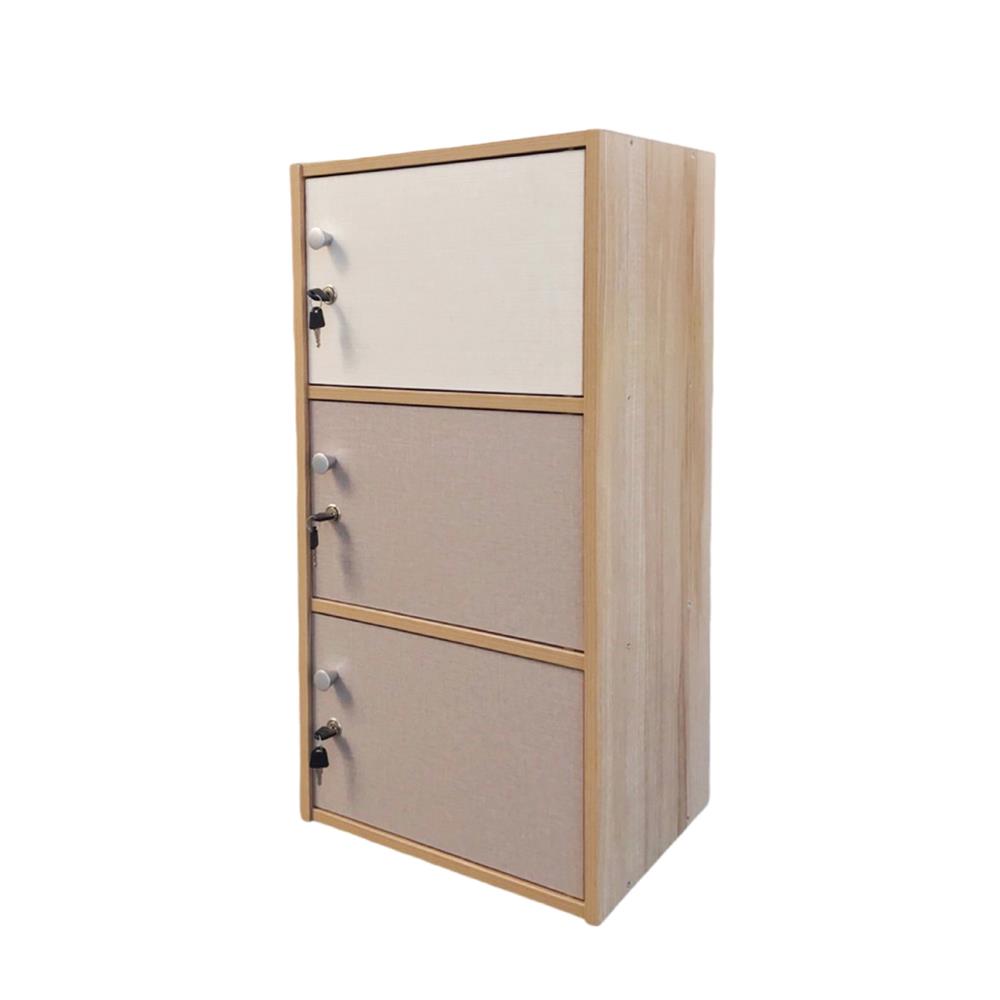 ตู้ล็อกเกอร์ 3 ช่อง FURDINI FINE 40 ซม. ลายไม้/ครีมขาวผ้า