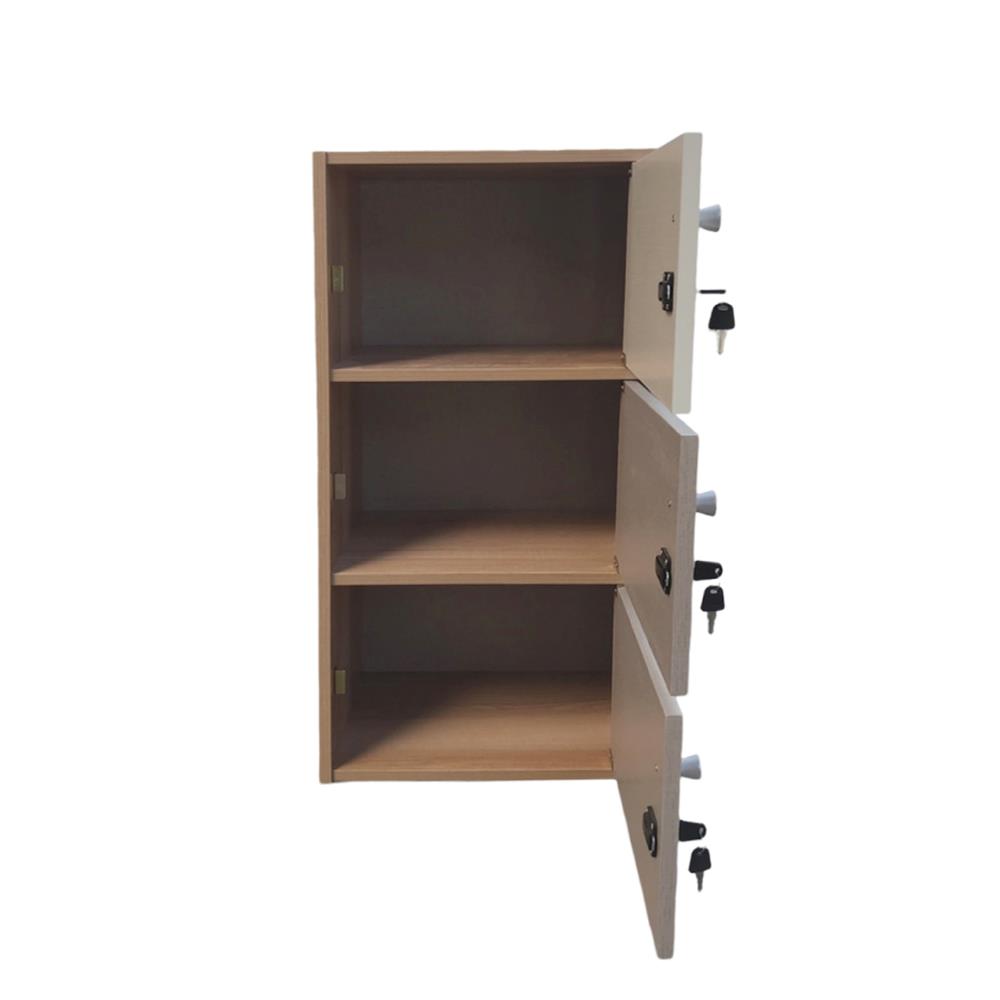 ตู้ล็อกเกอร์ 3 ช่อง FURDINI FINE 40 ซม. ลายไม้/ครีมขาวผ้า