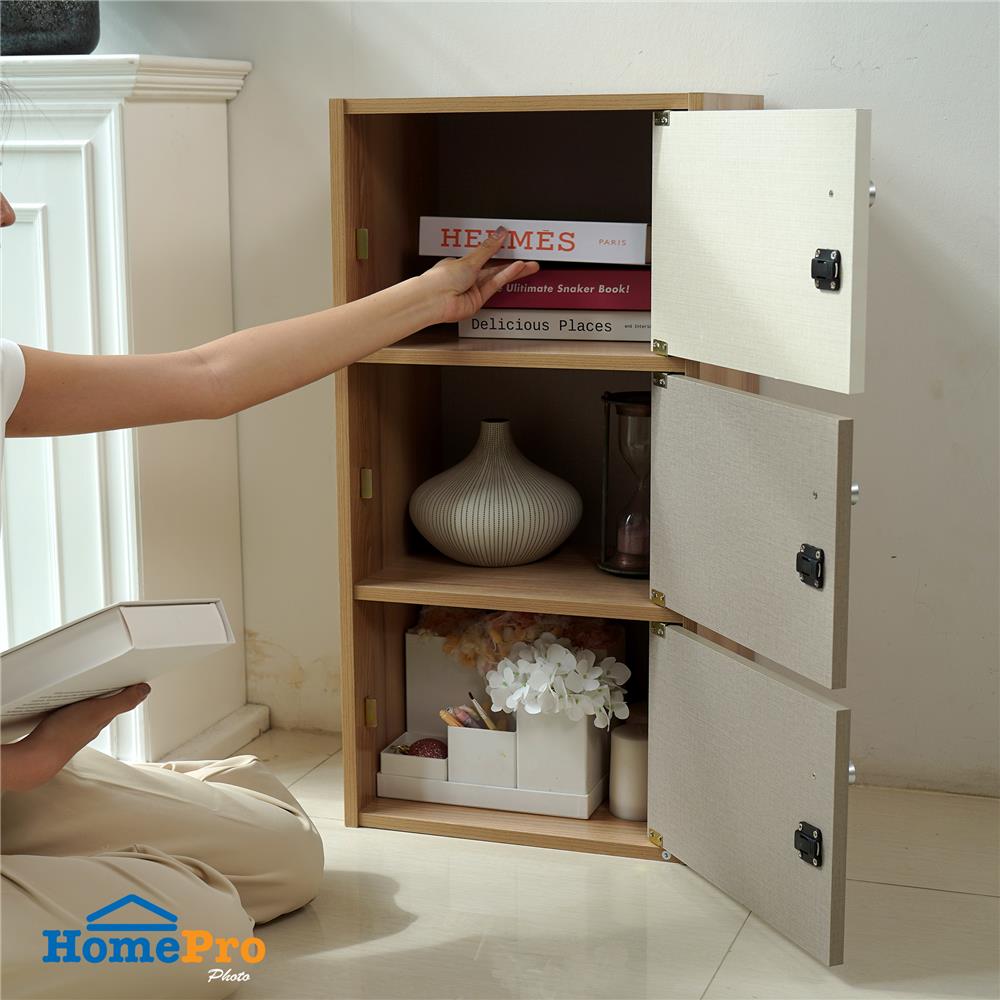 ตู้ล็อกเกอร์ 3 ช่อง FURDINI FINE 40 ซม. ลายไม้/ครีมขาวผ้า