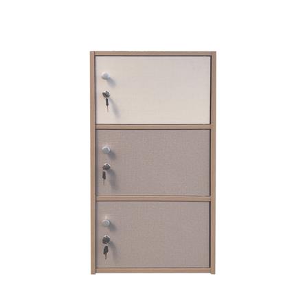 ตู้ล็อกเกอร์ 3 ช่อง FURDINI FINE 40 ซม. ลายไม้/ครีมขาวผ้า_0