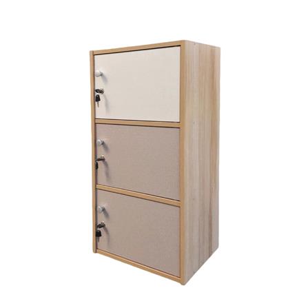 ตู้ล็อกเกอร์ 3 ช่อง FURDINI FINE 40 ซม. ลายไม้/ครีมขาวผ้า_2