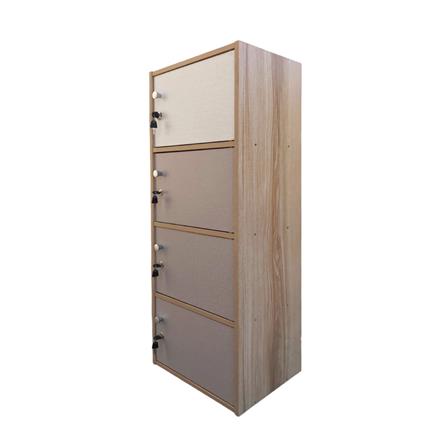 ตู้ล็อกเกอร์ 4 ช่อง FURDINI FINE 40 ซม. ลายไม้/ครีมขาวผ้า_1