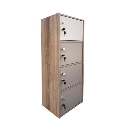 ตู้ล็อกเกอร์ 4 ช่อง FURDINI FINE 40 ซม. ลายไม้/ครีมขาวผ้า_2