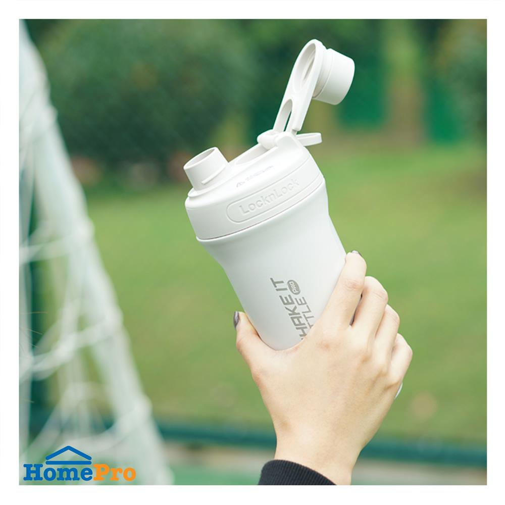 กระติกสุญญากาศ 0.65 ลิตร LOCKNLOCK SHAKE IT BOTTLE PRO STAINLESS สีเทา