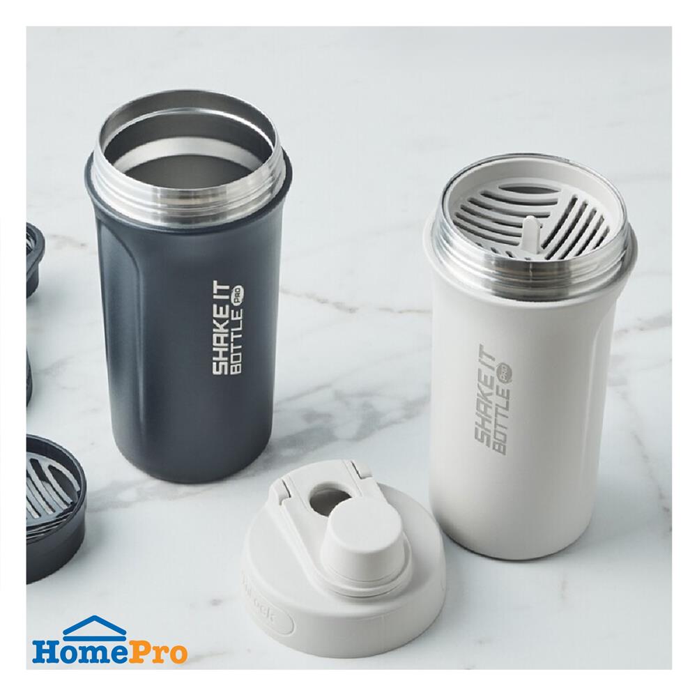 กระติกสุญญากาศ 0.65 ลิตร LOCKNLOCK SHAKE IT BOTTLE PRO STAINLESS สีเทา