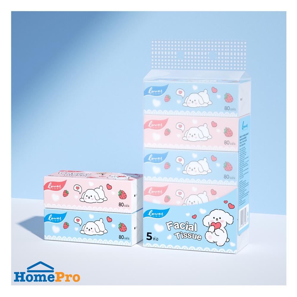 กระดาษเช็ดหน้า LOVER HANDS DOG 60 แผ่น (25 ห่อ/ลัง)