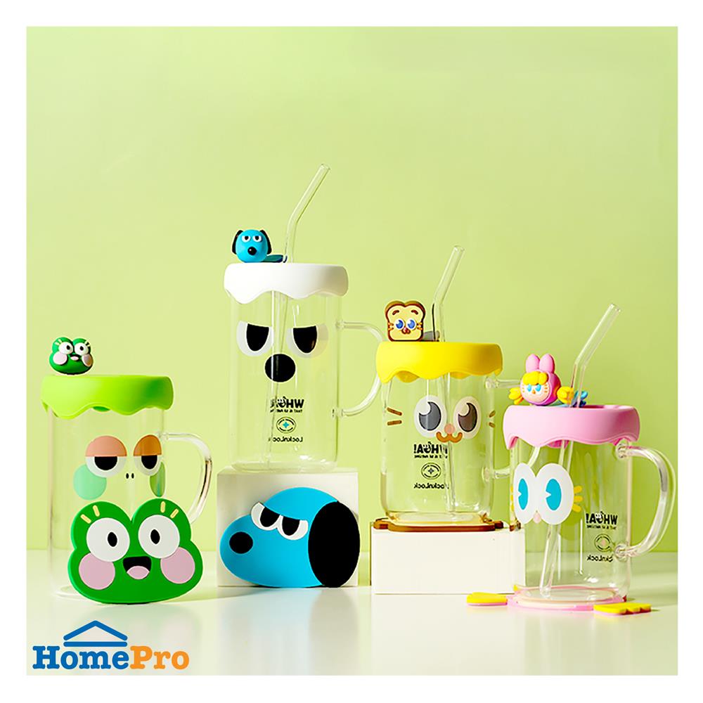 แก้วน้ำ 500 มล. LOCKNLOCK CAFE GLASS BOTTLE สีชมพู