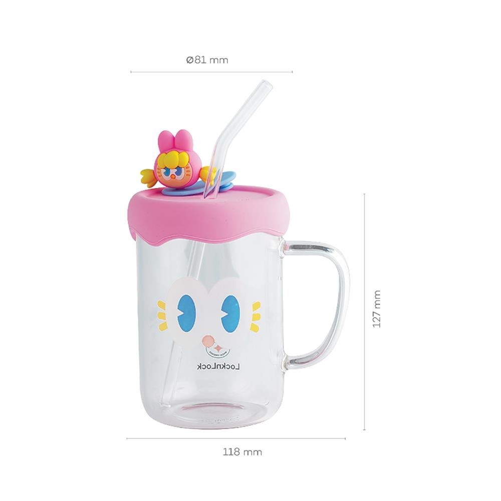 แก้วน้ำ 500 มล. LOCKNLOCK CAFE GLASS BOTTLE สีชมพู