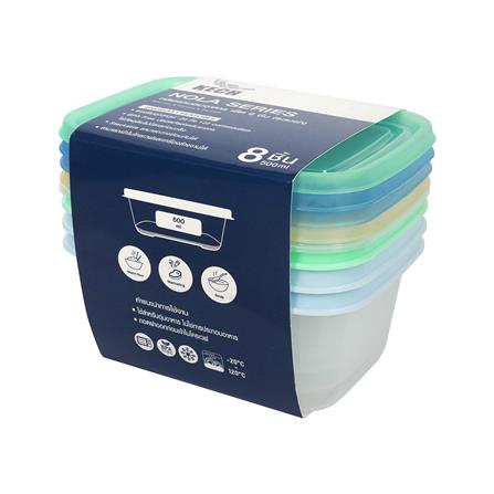 กล่องอาหารเหลี่ยม 0.5 ลิตร KECH NOLA หลากสี (แพ็ก 4 ชิ้น)_4