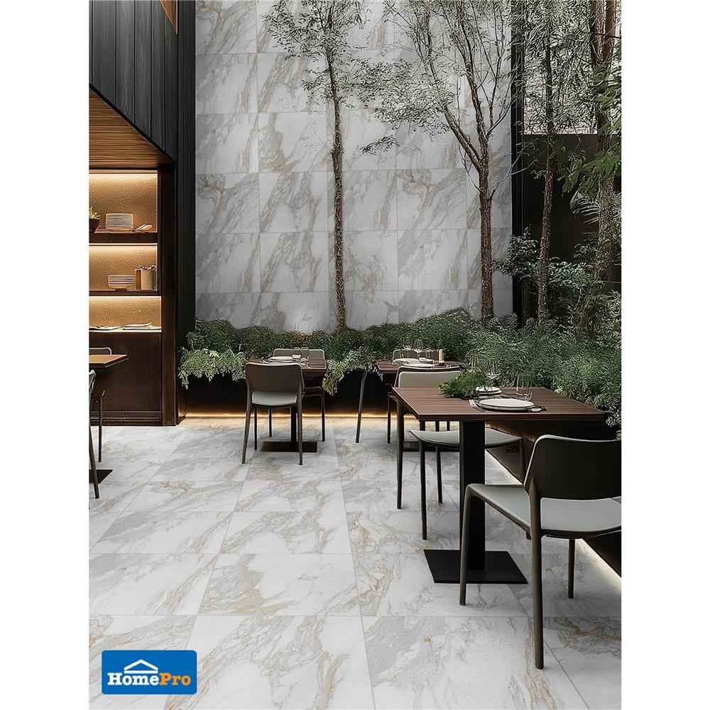 กระเบื้องพื้นพอร์ซเลน 60x60 ซม. COTTO คาลาคัตตา โกลด์ ขาว PM 1.44 ตร.ม.