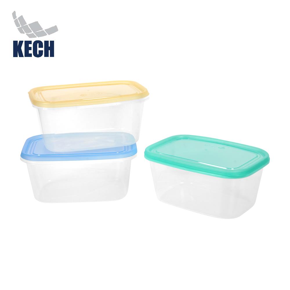 กล่องอาหารเหลี่ยม 1 ลิตร KECH NOLA หลากสี (แพ็ก 3 ชิ้น)_1