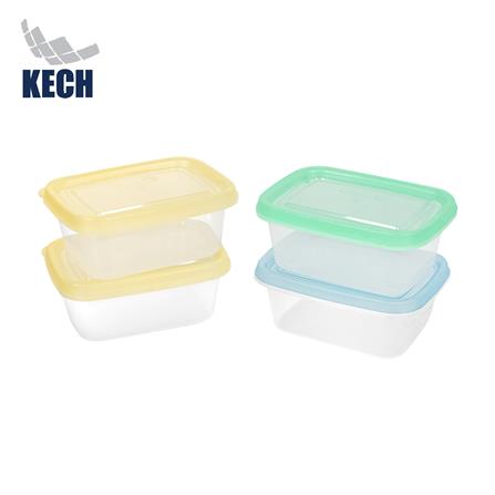กล่องอาหารเหลี่ยม 0.2 ลิตร KECH NOLA หลากสี (แพ็ก 4 ชิ้น)_0