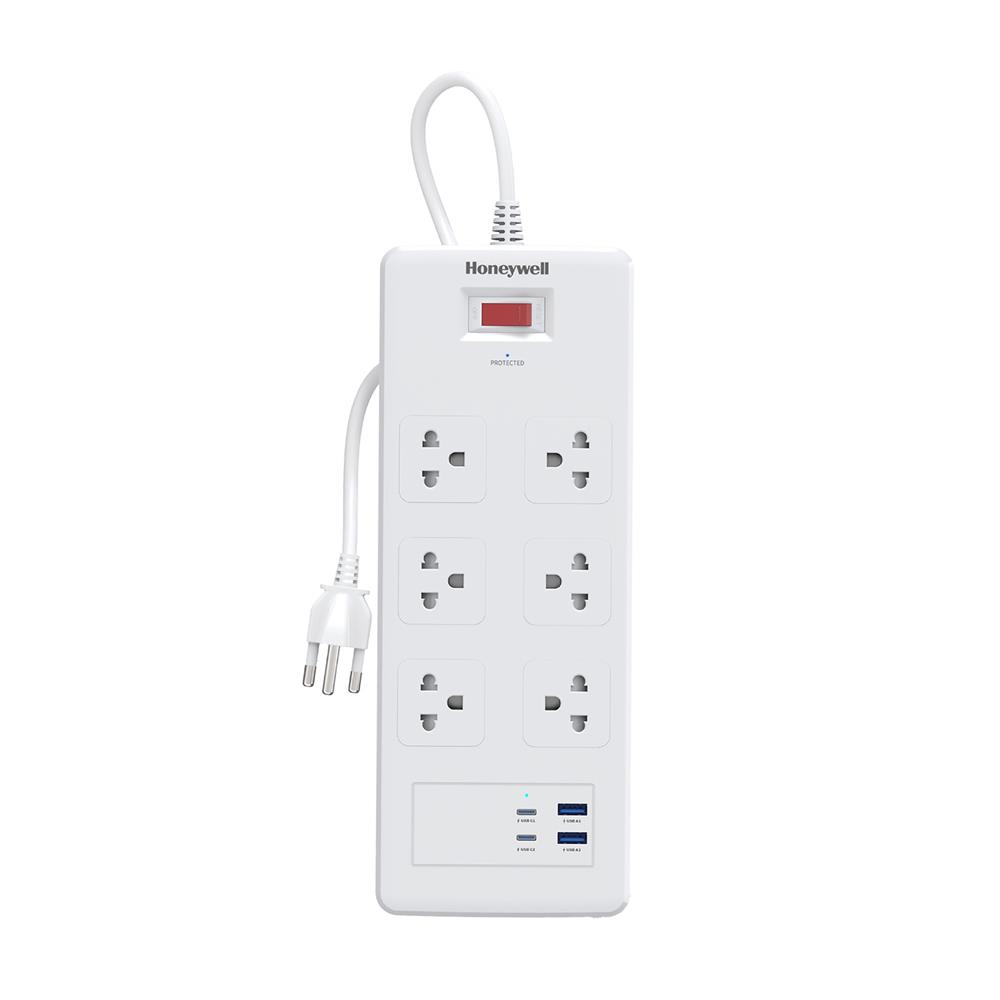 ปลั๊กป้องกันไฟกระชาก 6 ช่อง 2 USB 2 PD HONEYWELL