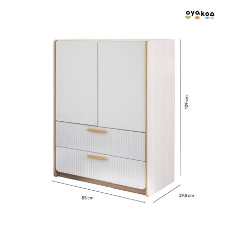 ตู้เสื้อผ้าเด็ก 2 บานเปิด มีลิ้นชัก OYAKOO LUNA 83 ซม. สีขาว/ลายไม้_4