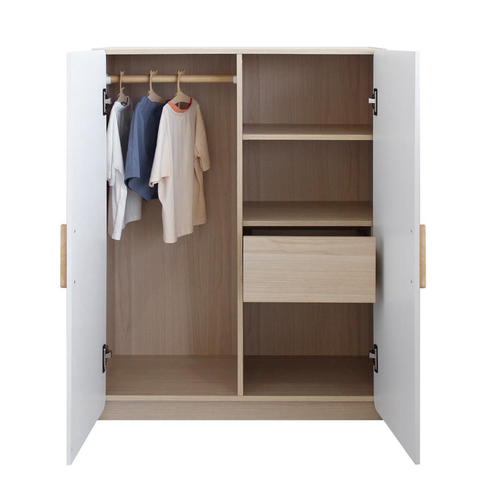 ตู้เสื้อผ้าเด็ก 2 บานเปิด OYAKOO LUNA 83 ซม. สีขาว/ลายไม้